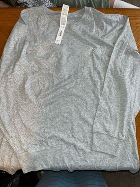 PINK Victoria's Secret Long Sleeve Crewneck Shirt - Heather Gray with sparkle